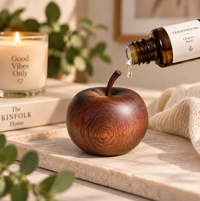 Wooden Apple Aroma Diffuser | Natural Fragrance Decor for Home, Office & Bedroom