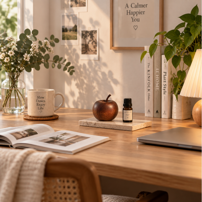 Wooden Apple Aroma Diffuser | Natural Fragrance Decor for Home, Office & Bedroom
