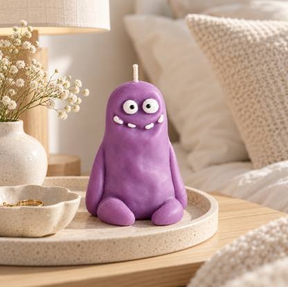 Purple Surprised Monster Scented Candle – Velvet Rose & Ebony Decorative Candle for Home Decor & Gifts