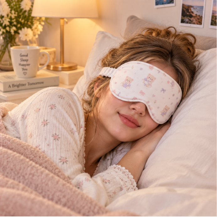 Cute Teddy Bear Cooling Silk Sleep Mask